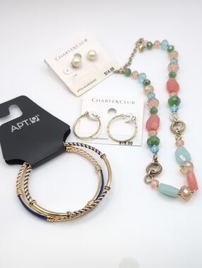 Jewelry Lot Charter Club Earrings Apt. 9 Gold/Blue Bracelets, Necklace NICE!